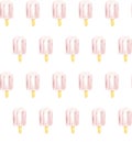 Seamless pattern of gently pink ice creams on white background